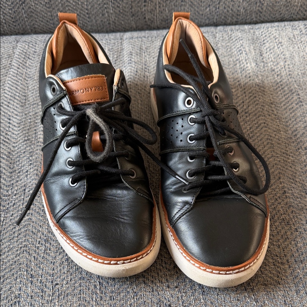 Harmony 783 Men’s Black Leather Sneakers Size: 8 Eu 41